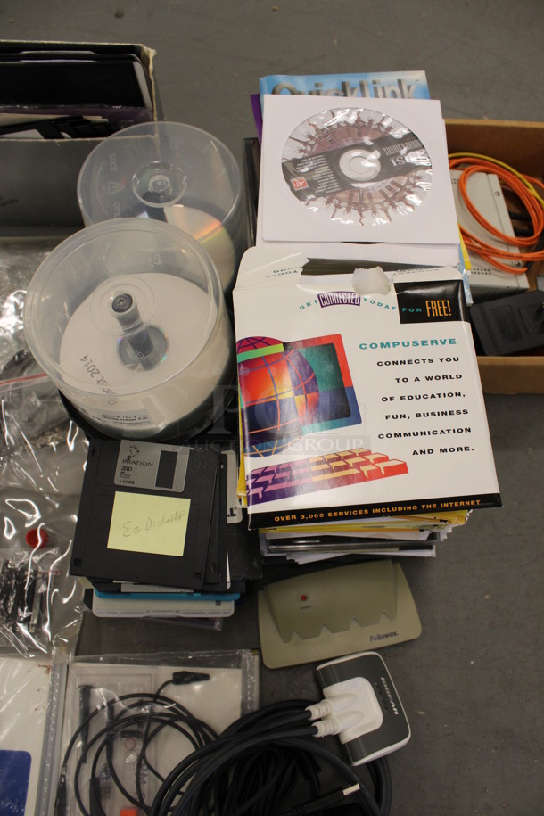 ALL ONE MONEY! Lot of Various Items Including 3Com Fiber Converter, Floppy Disks and CDs! (Basement: Room 019) - Image 2 of 7