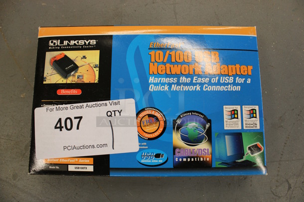 IN ORIGINAL BOX! Linksys 10/100 USB Network Adapter. (Basement: Room 019) - Image 1 of 3