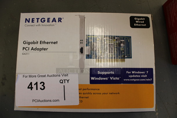 IN ORIGINAL BOX! Netgear Gigabit Ethernet PCI Adapter. (Basement: Room 019)