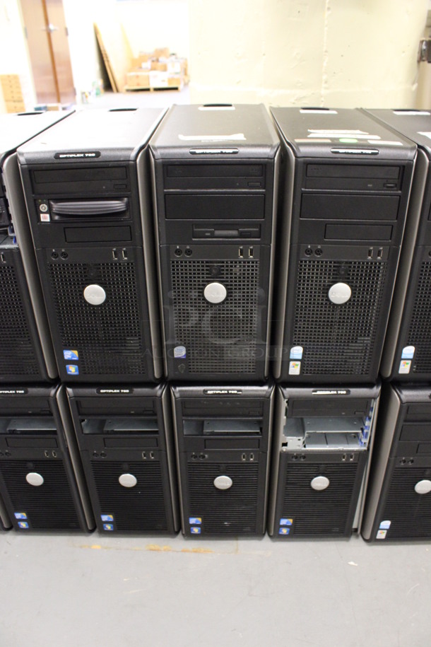 6 Dell Optiplex Computer Towers Including 745 and 780. 7.5x17x16. 6 Times Your Bid! (Basement: Room 019)