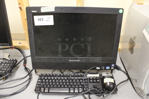 ALL ONE MONEY! Lot of Lenovo ThinkCentre 20" Computer Monitor, Keyboard and Mouse. (Basement: Room 019)