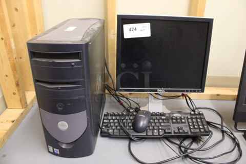 ALL ONE MONEY! Lot of Dell 17" Computer Monitor, Dell Computer Tower, Keyboard and Mouse! (Basement: Room 019)
