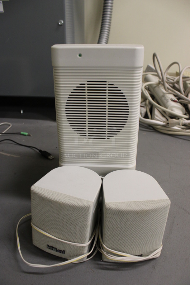 Midiland Model MIH-480 Subwoofer w/ 2 Speakers. 5.5x6x11, 3.5x4x4. (Basement: Room 019) - Image 1 of 5