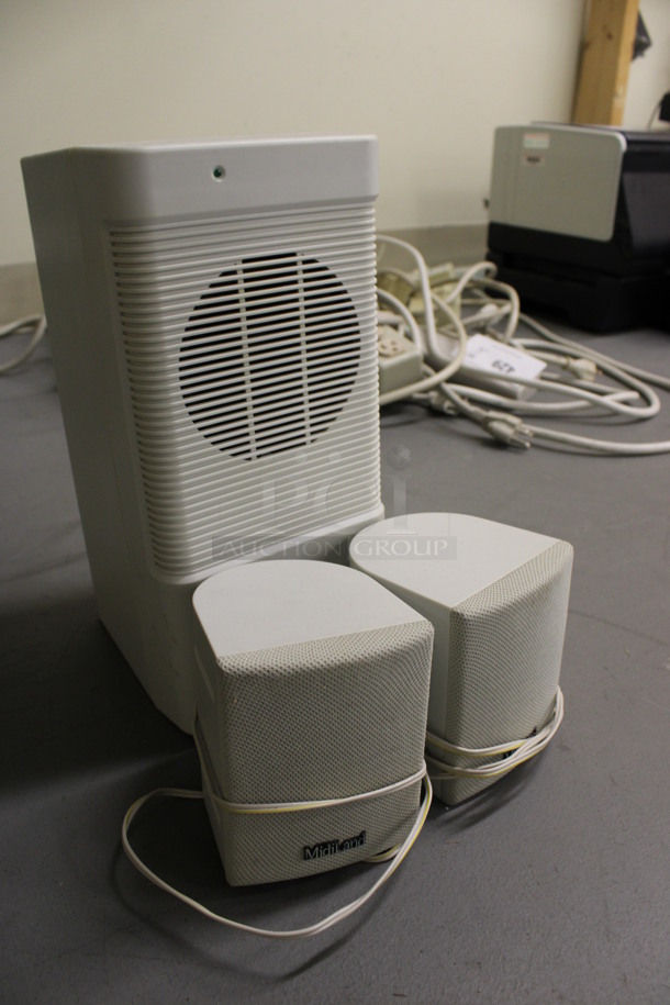 Midiland Model MIH-480 Subwoofer w/ 2 Speakers. 5.5x6x11, 3.5x4x4. (Basement: Room 019) - Image 3 of 5