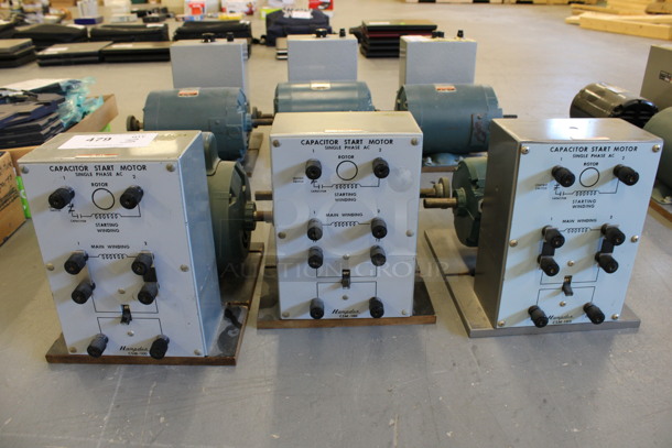 3 Hampden Model CSM-100 Capacitor Start Motors. 12x14x10.5. 3 Times Your Bid! (Basement: Room 019)