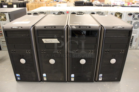 4 Dell Computer Towers Includes Optiplex 780 and 745. 7.5x17x16. 4 Times Your Bid! (Basement: Room 019)