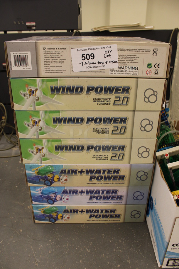 ALL ONE MONEY! Lot of 3 Wind Power Electricity Generating Turbines, 4 Air and Water Pneumatic Hydraulic Engines, 4 Assembled Units and Box of Loose Parts! (Basement: Room 019)  - Image 5 of 6