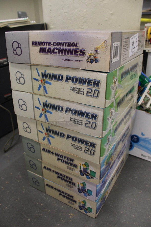 ALL ONE MONEY! Lot of 3 Wind Power Electricity Generating Turbines, 4 Air and Water Pneumatic Hydraulic Engines, 4 Assembled Units and Box of Loose Parts! (Basement: Room 019)  - Image 6 of 6