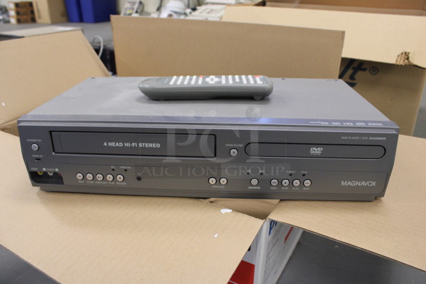 Magnavox DVD VHS Player w/ Remote. 17x9x4. (Basement: Room 019)