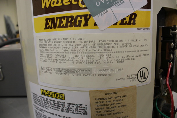 AO Smith Model ECJF Water Heater. 14x14x19. (Basement: Room 019) - Image 5 of 6