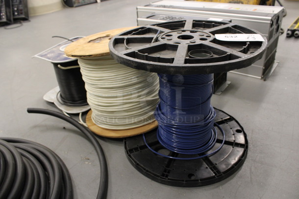 ALL ONE MONEY! Lot of 3 Spools of Wires! Includes 14x14x12. (Basement: Room 019)