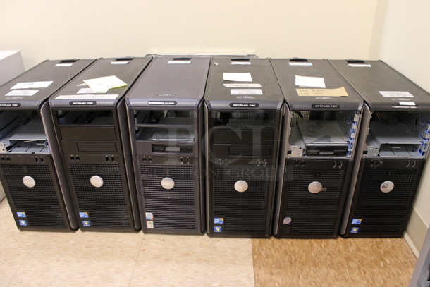 6 Dell Optiplex 760 Computer Towers. 7.5x17x16. 6 Times Your Bid! (Room 108)