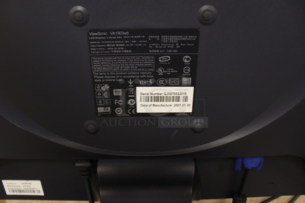 2 ViewSonic VA1903wb 19" Computer Monitors. 2 Times Your Bid! (Room 108) - Image 3 of 4