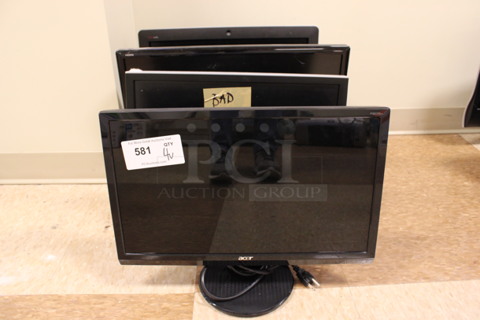 4 Various Computer Monitors; Acer Model P208M-C, Dell Model 2007FPc, Acer Model H233H and HP TouchSmart 320. 20", 23". 4 Times Your Bid! (Room 108)