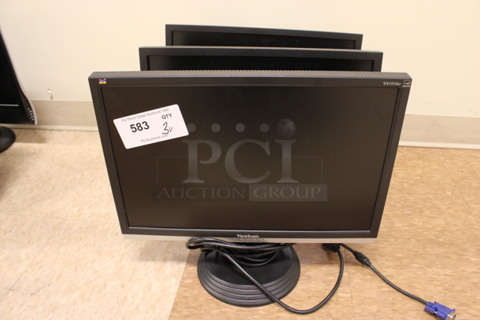 3 Various Computer Monitors; ViewSonic Model VA1916w and 2 Dell. 19". 3 Times Your Bid! (Room 108)