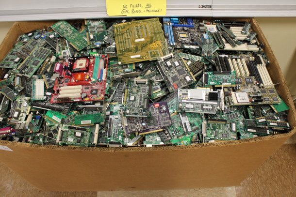 ALL ONE MONEY! MEGA LOT of Box of Approximately 430 Pounds of Various Microchips, Circuit Boards and Processors! Does NOT Come w/ Dolly That The Box Is On. 48x24x28. (Room 108) - Image 2 of 6