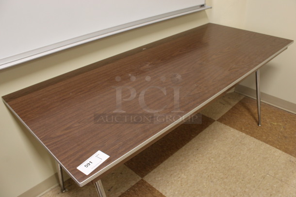 Wood Pattern Table on Metal Legs. 72x30x30. (Room 108) - Image 3 of 3