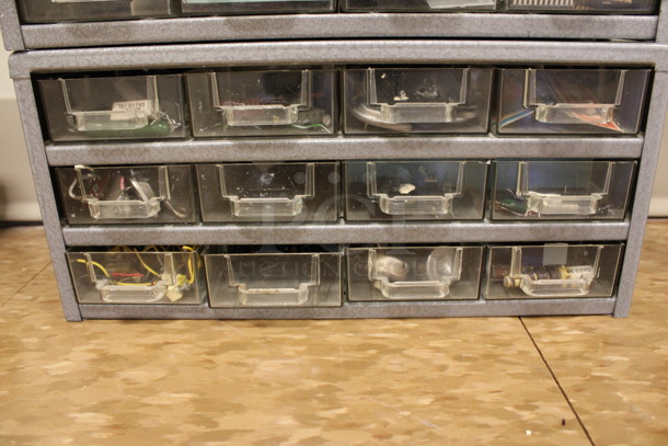 2 Gray Metal 12 Drawer Units. Comes w/ Contents. 12.5x6x6. 2 Times Your Bid! (Room 108) - Image 3 of 4
