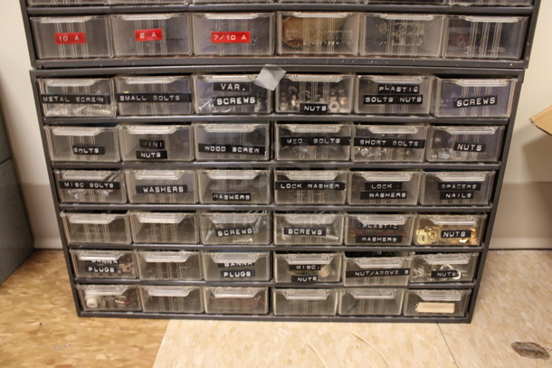 2 Gray Metal 36 Drawer Units. Comes w/ Contents. 18x6x11.5. 2 Times Your Bid! (Room 108) - Image 3 of 4