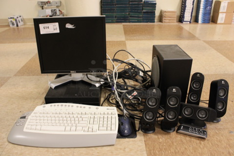 ALL ONE MONEY! Lot of Dell 17" Computer Monitor, Computer Tower, 6 Speakers, Keyboard and Mouse! (Room 108)
