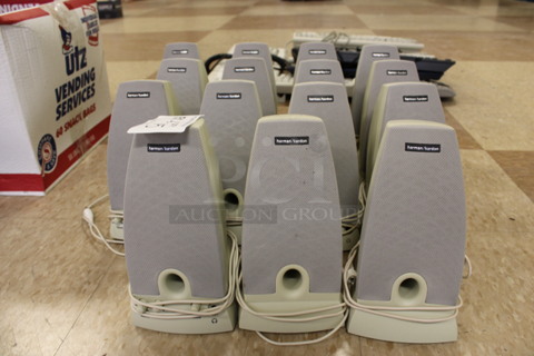 ALL ONE MONEY! Lot of 15 Harman Kardon Speakers! 4.5x5.5x9. (Room 108)