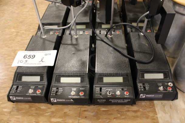 ALL ONE MONEY! Lot of 10 Pasco Photogate Timers and 6 Metal Bins w/ Wood Tops! Includes 3x3.5x10. (Room 108) - Image 2 of 5