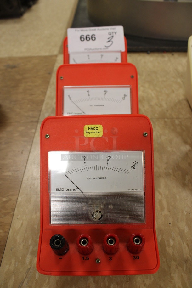 3 EMD DC Amperes Meters. 4.5x4.5x5. 3 Times Your Bid! (Room 108)