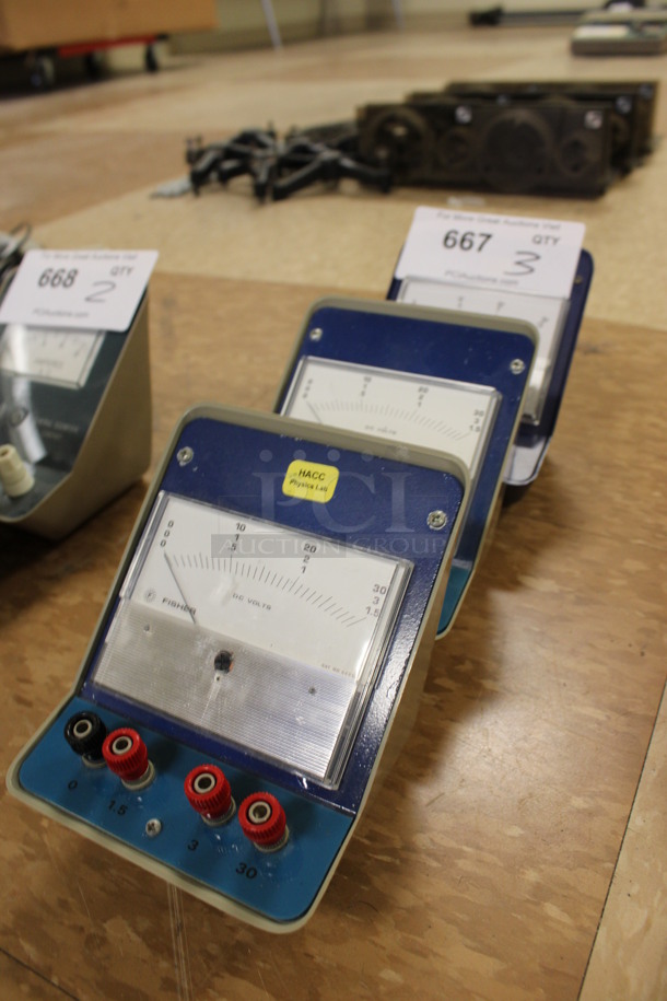 3 Fisher DC Volt Meters. 4.5x4.5x5. 3 Times Your Bid! (Room 108) - Image 2 of 3
