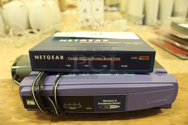 2 Various Items; Netgear ProSafe Wireless Access Point and Linksys Cisco Systems Broadband Router. 5.5x4x1, 6.5x5x1. 2 Times Your Bid! (Room 108) - Image 3 of 3