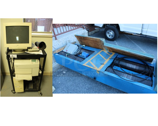 ALL ONE MONEY! Lot of Mustang Dynamometer, Dell Computer Monitor, Lexmark OptraFit Printer, Computer Tower and AV Cart! 35x132x20, 25x19x60. (Room 130) - Image 1 of 11