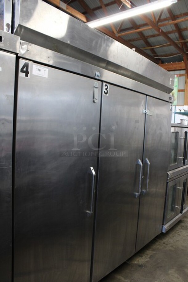 Hobart Model Q3-5 Stainless Steel Commercial 3 Door Reach In Cooler. 120/208-240 Volts, 1 Phase. 82.5x34x83