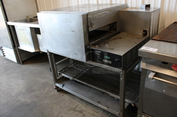 Lincoln Impinger Stainless Steel Commercial Electric Powered Single Deck Conveyor Pizza Oven on Commercial Casters. Comes w/ Conveyor Belt But Belt Does Not Fit Oven. 480 Volts, 3 Phase. 57x37x44 - Image 3 of 7