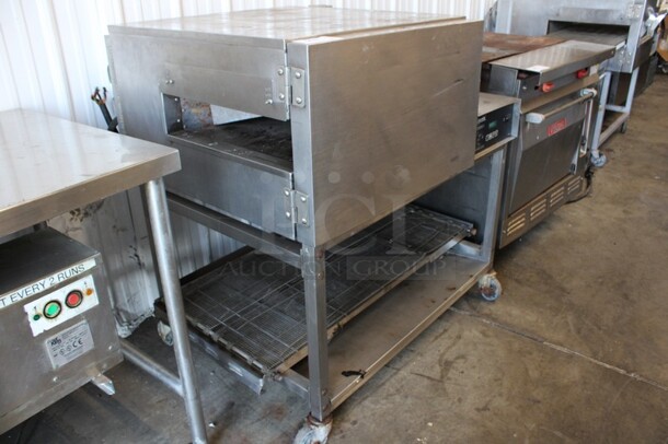 Lincoln Impinger Stainless Steel Commercial Electric Powered Single Deck Conveyor Pizza Oven on Commercial Casters. Comes w/ Conveyor Belt But Belt Does Not Fit Oven. 480 Volts, 3 Phase. 57x37x44 - Image 4 of 7