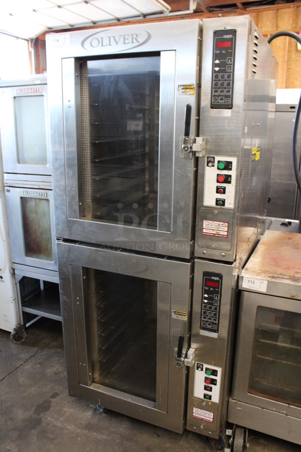 2 Oliver Model 690 Stainless Steel Commercial Electric Powered Convection Oven on Commercial Casters. 480 Volts, 3 Phase. 33452x78. 2 Times Your Bid!