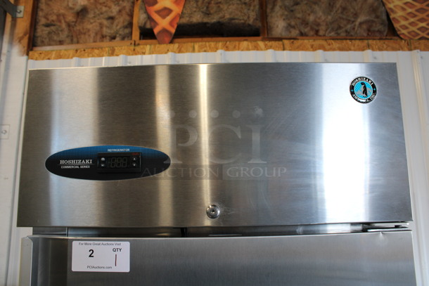 2015 Hoshizaki Model CR1S-FS Stainless Steel Commercial Single Door Reach In Cooler w/ Metal Racks on Commercial Casters. 115 Volts, 1 Phase. 27.5x33x80. Tested and Working! - Image 3 of 6