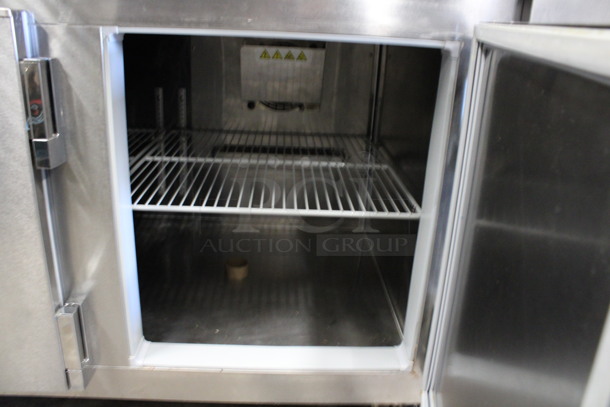 Kairak Model KBP-91S Stainless Steel Commercial Prep Table w/ Over Shelf on Commercial Casters. 115 Volts, 1 Phase. 91x34x58. Tested and Working! - Image 9 of 9