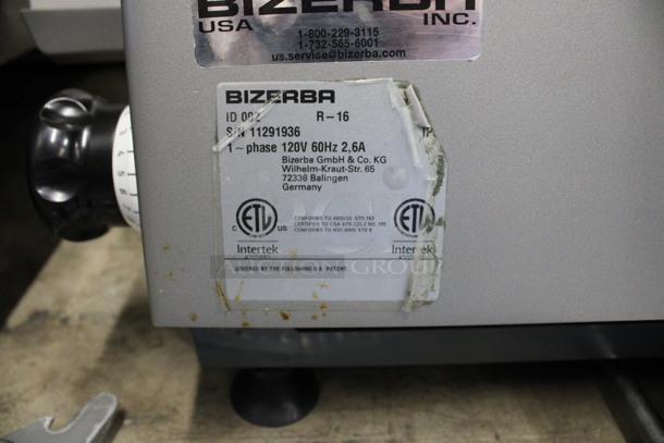 2016 Bizerba Stainless Steel Commercial Countertop Meat Slicer w/ Blade Sharpener, Vegetable Chute, Extra Pusher and Extra Blade Cover. 120 Volts, 1 Phase. 29x24x26. Tested and Working! - Image 7 of 7