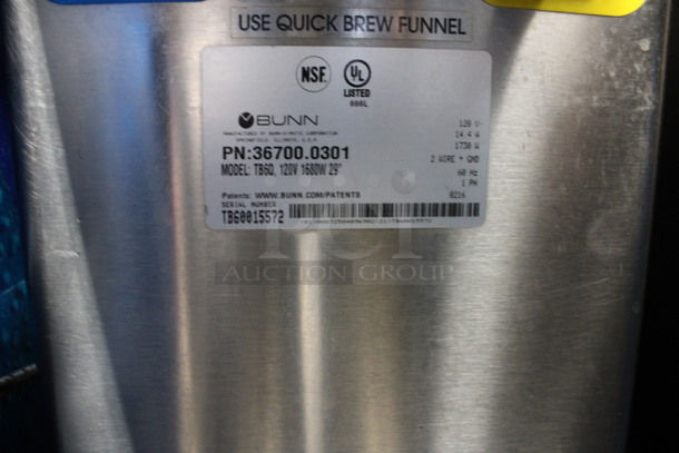 2016 Bunn Model TB6Q Stainless Steel Commercial Countertop Iced Tea Machine w/ 2 Stainless Steel Beverage Dispensers and 2 Poly Brew Baskets. 120 Volts, 1 Phase. 12x24x35 - Image 4 of 5