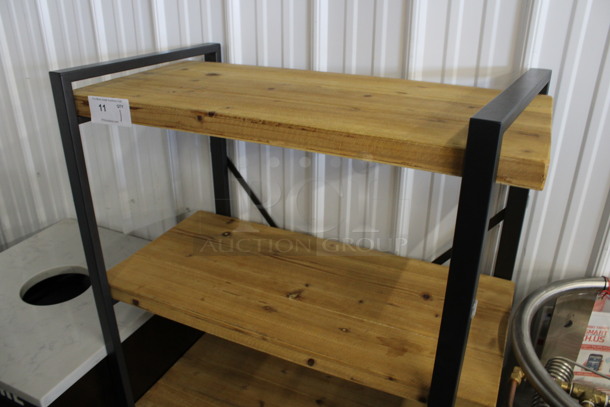 Metal Shelving Unit w/ 4 Wooden Shelves. 34x18x60 - Image 4 of 5