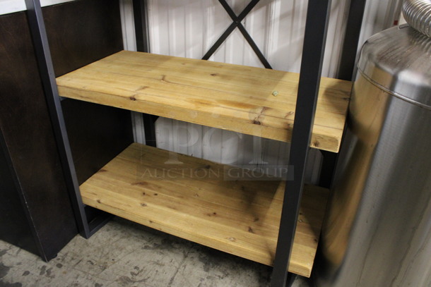 Metal Shelving Unit w/ 4 Wooden Shelves. 34x18x60 - Image 5 of 5