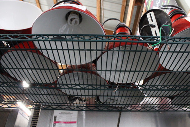 5 Red Metal Light Fixtures w/ White Interior. 10x10x12. 5 Times Your Bid! - Image 2 of 3