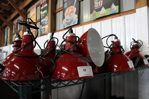 5 Red Metal Light Fixtures w/ White Interior. 10x10x12. 5 Times Your Bid! - Image 3 of 3