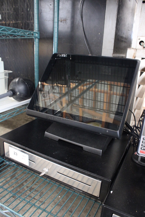 ALL ONE MONEY! Lot of Touch Dynamic 15" POS Monitor and Metal Cash Drawer - Image 2 of 4