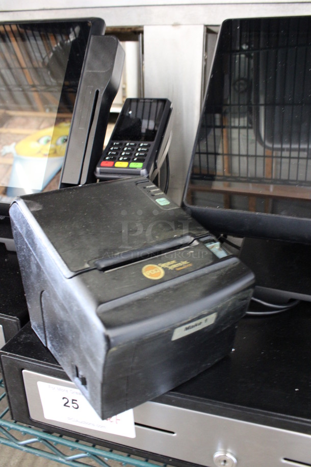 ALL ONE MONEY! Lot of Touch Dynamic 15" POS Monitor, Touch Dynamic Model LK-T210 Receipt Printer, VeriFone Credit Card Reader and Metal Cash Drawer - Image 2 of 5
