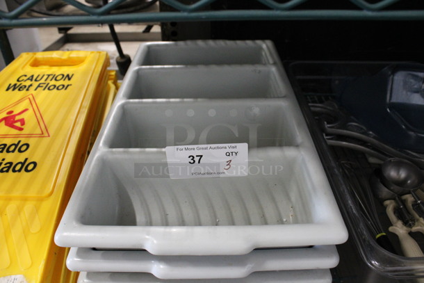 3 Gray Poly 4 Compartment Silverware Bins. 12x22x3.5. 3 Times Your Bid! - Image 2 of 3