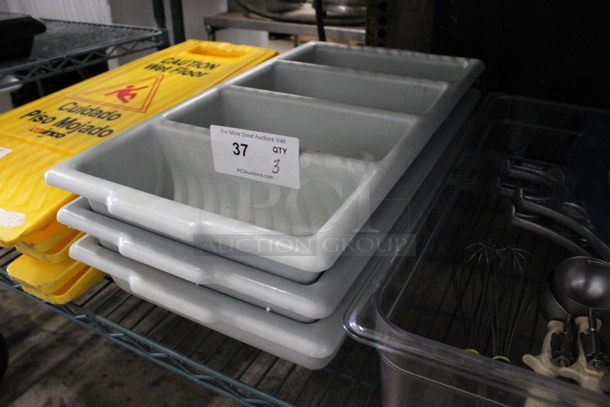 3 Gray Poly 4 Compartment Silverware Bins. 12x22x3.5. 3 Times Your Bid! - Image 3 of 3
