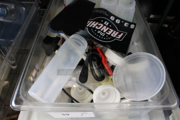 ALL ONE MONEY! Lot of Various Items Including Oven Mitts, Condiment Bottles and Scissors in Clear Full Size Drop In Bin! - Image 3 of 4