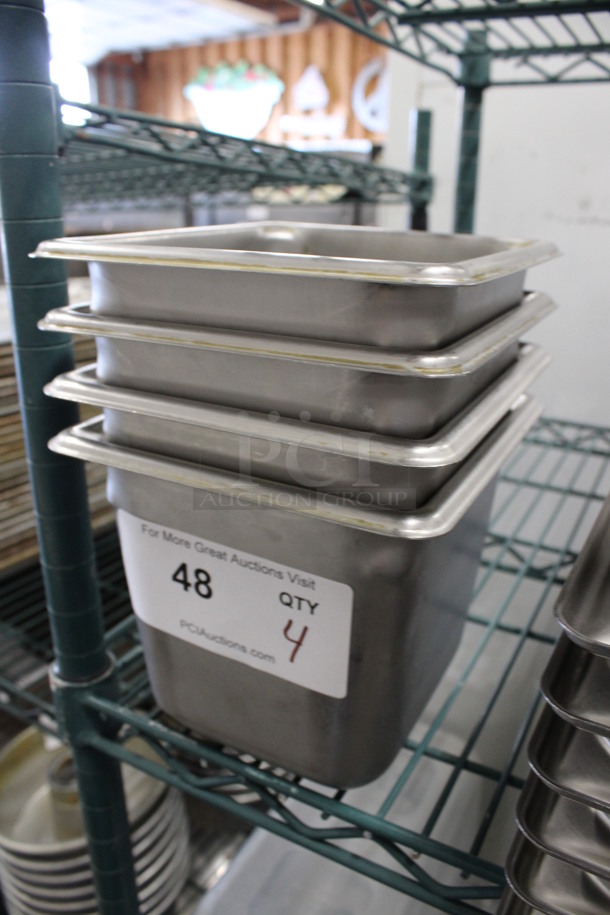 4 Stainless Steel 1/6 Size Drop In Bins. 1/6x6. 4 Times Your Bid! - Image 2 of 3