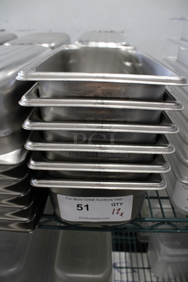 12 Stainless Steel 1/3 Size Drop In Bins. 1/3x4. 12 Times Your Bid!