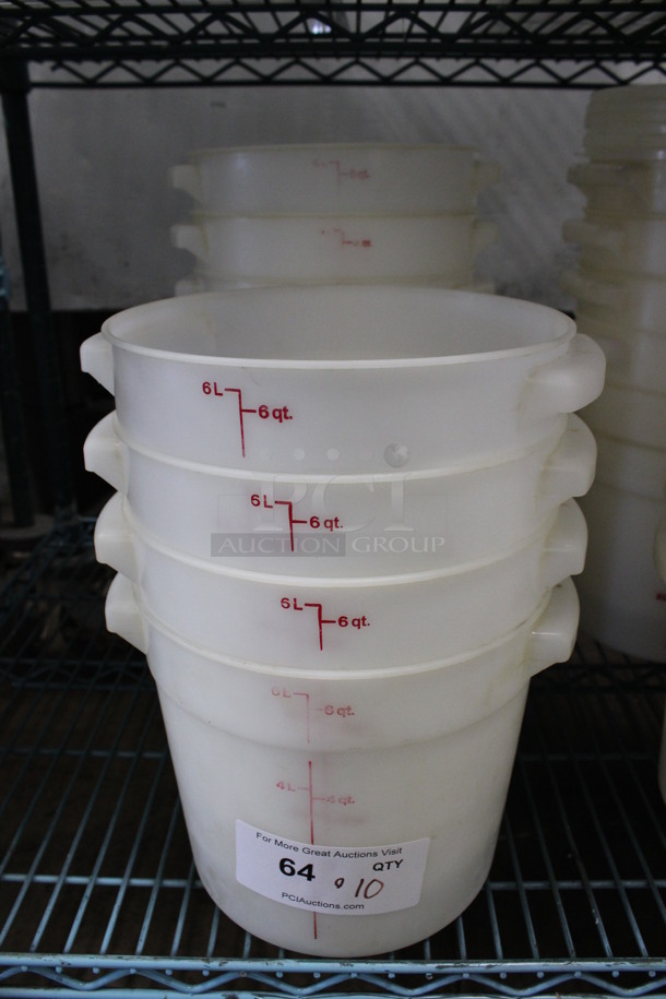 ALL ONE MONEY! Lot of 10 White Poly 6 Quart Containers! 10.5x9x8 - Image 1 of 3